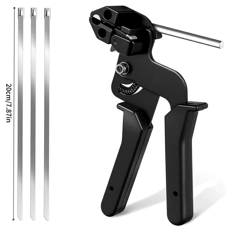 YANA50I Fastening Strap Metal Zip Ties Plier with 100Pcs Cable Tie Automatic Cutting Tool Stainless Steel Self-Locking Ties